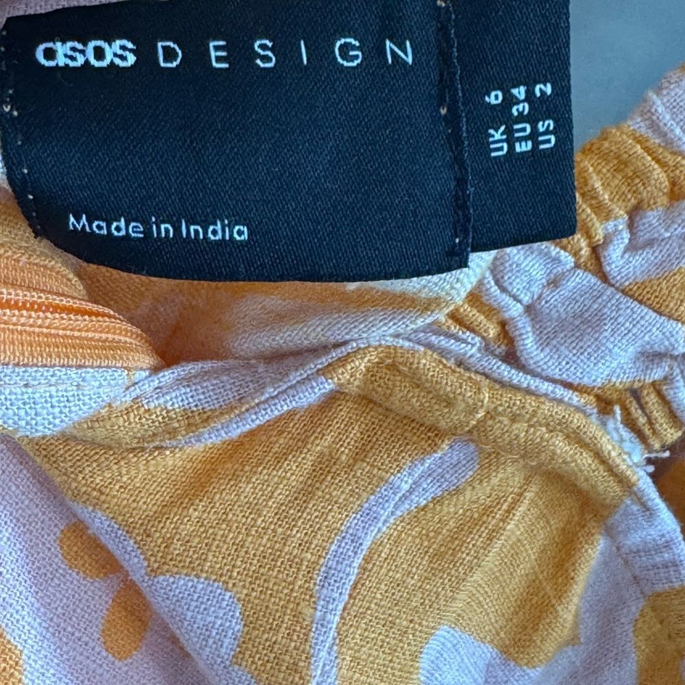 ASOS DESIGN Mini Sundress Size 2 New ruched bust cut‎ out detail tropical print - Picture 7 of 7